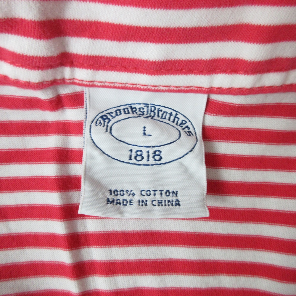 Brooks Brothers Polo Shirt Mens Large Red White Striped Embroidered Logo Preppy - Picture 6 of 7